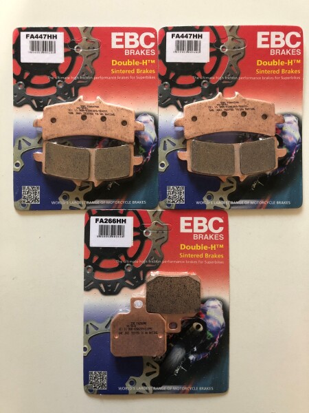 3 X EBC Bremsbeläge vorn+hinten Sinter Street FA447HH FA266HH für Aprilia RSV4 Bj.alle