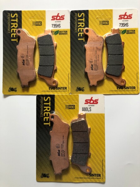 3 X SBS Bremsbeläge vorn+hinten 735HS 880LS für Honda GL1800 Gold Wing Bj.2001-2017