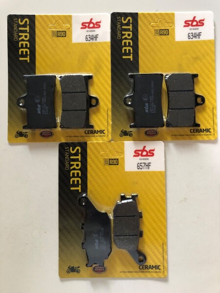 3 X SBS Bremsbeläge vorn+hinten 634HF 657HF für Yamaha MT-09 Bj.alle