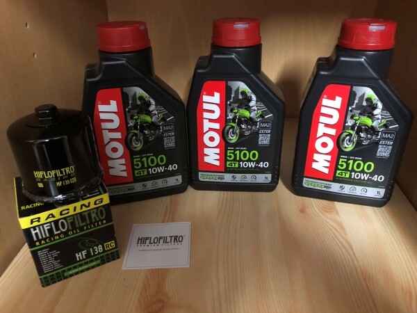 Ölwechselset MOTUL Öl + Ölfilter HIFLO für Suzuki GSX-R 600 750 Bj.1996-2021