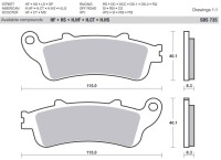 Bremsbeläge SBS 2X vorn 735HF für Honda CBR1100XX Blackbird Bj.1997-2008