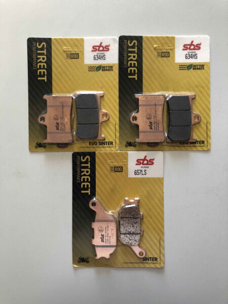 3 X SBS Bremsbeläge vorn+hinten 634HS 657LS für Yamaha 700 Tracer 7, GT Bj.2021-2024