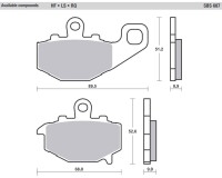 Bremsbeläge SBS 1X hinten 687LS für Kawasaki Z 1000 -R, ABS, SE