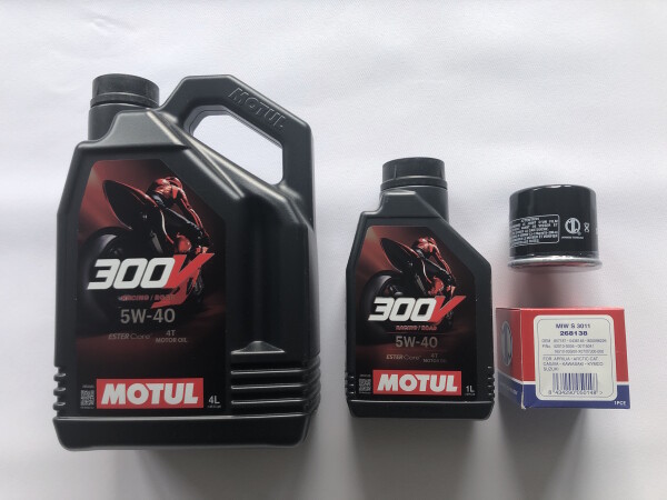 Ölwechselset MOTUL Öl + Ölfilter MIW für Aprilia RSV4 1000 RR RF Bj.2015-2021