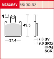 Bremsbeläge für Kawasaki GTR 1400 Bj.2007-2017 ZGT40A-C-E TRW Lucas MCB789SV vorn